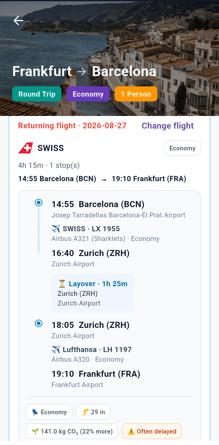 FlyScout flight results screen