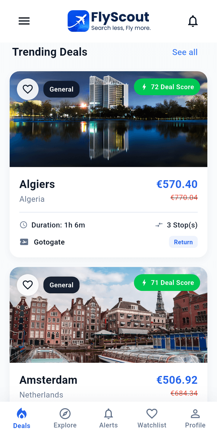 FlyScout explore screen